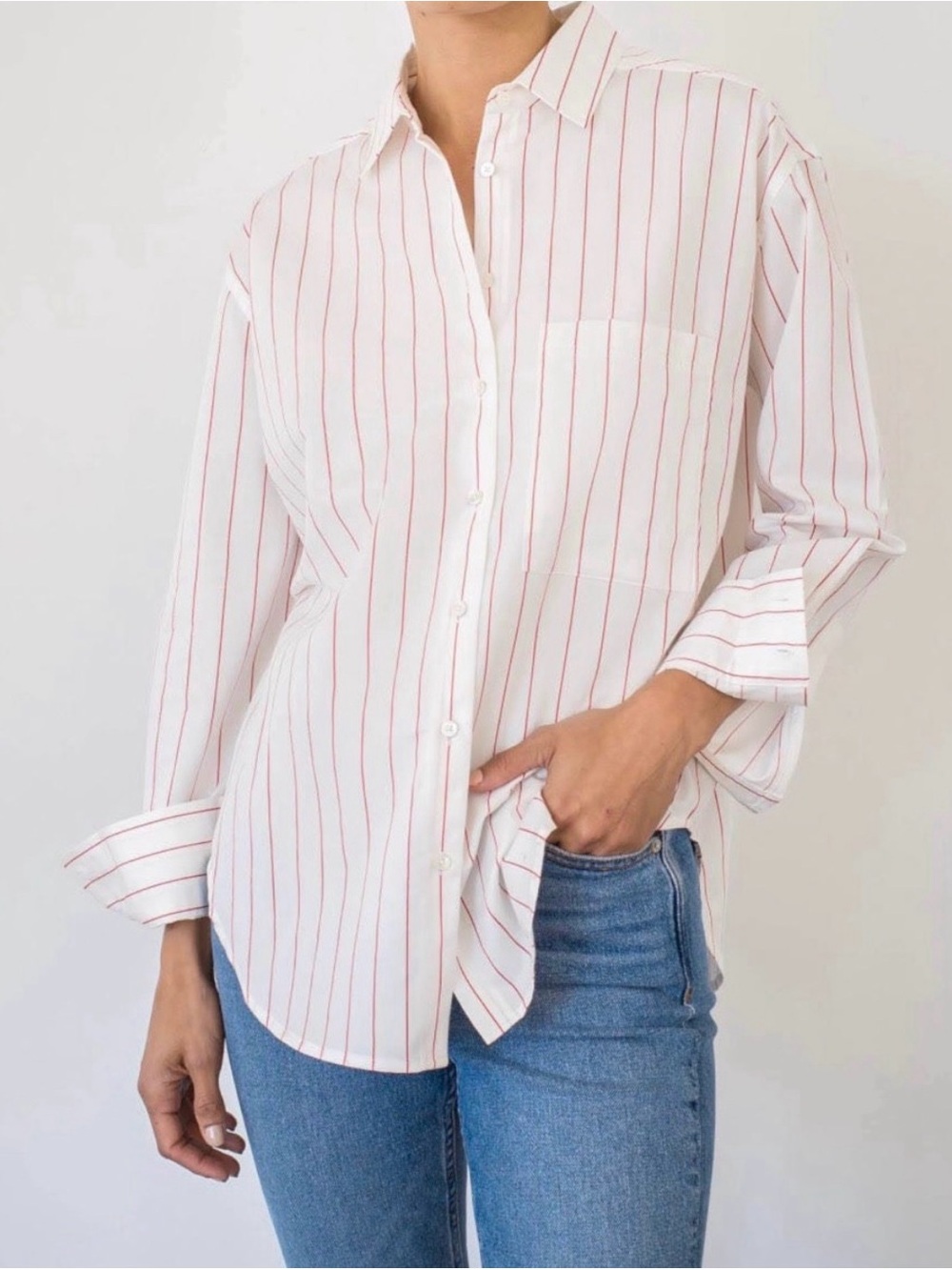 AYR The Deep End Red & White Striped Button Down Shirt - Size XS